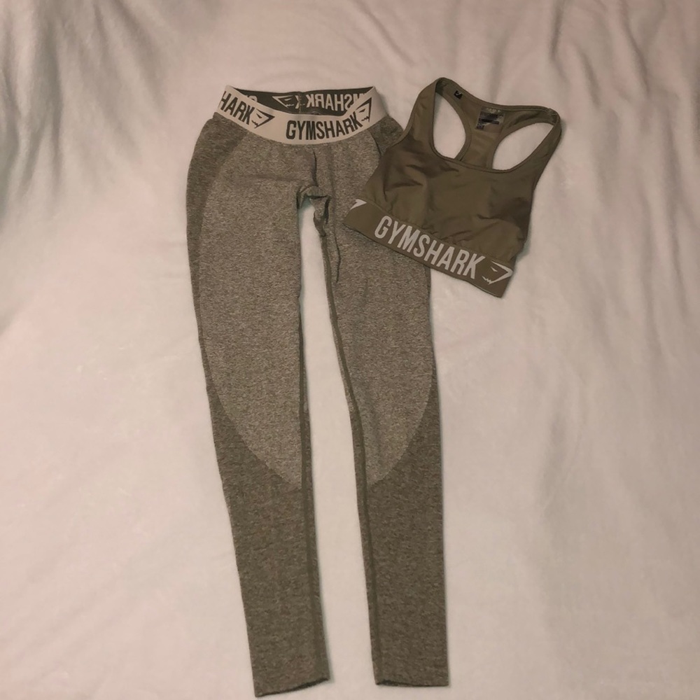 Gymshark leggings and sports bra.
